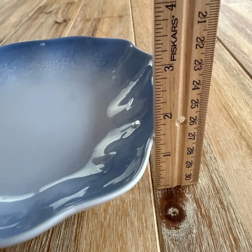 Ombré Blue Ceramic Serving Dish Floral Design